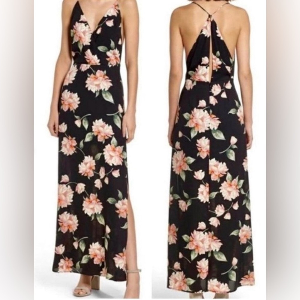 LUSH Black Floral Maxi Dress Sleeveless Women’s Size M